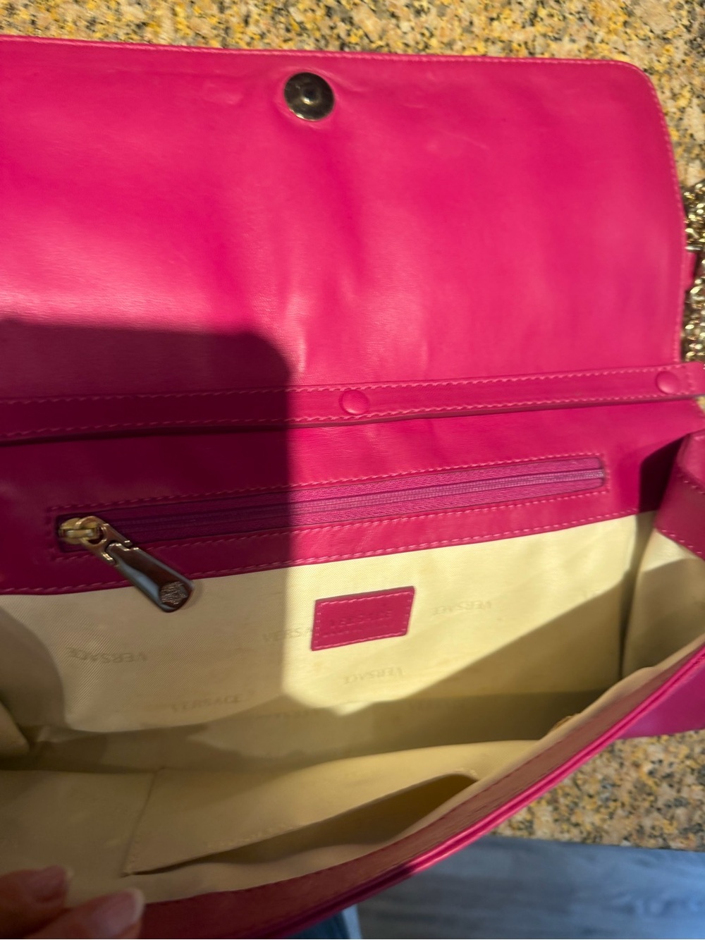 Versace Hot Pink Leather Medusa Chain-Handle Clutch - Picture 10 of 10